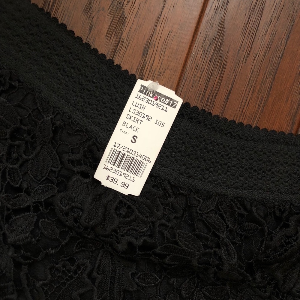 Black lace pencil skirt.